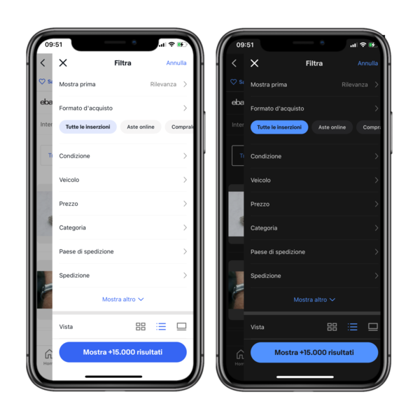 Specifiche oggetto su mobile